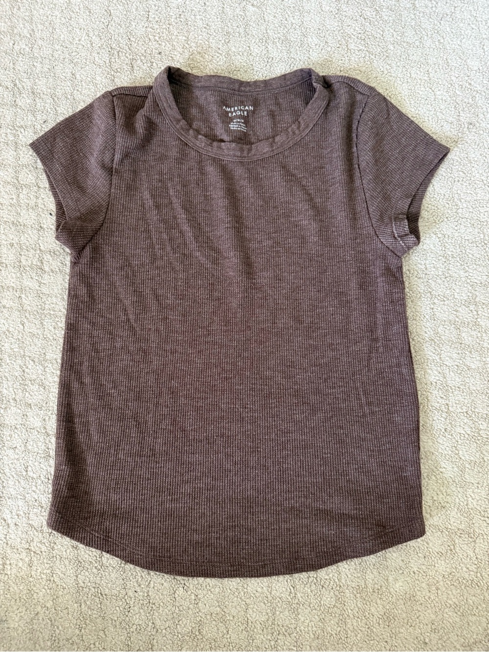 American Eagle Outfitters Short Sleeve Ribbed Tee - Chocolate Brown